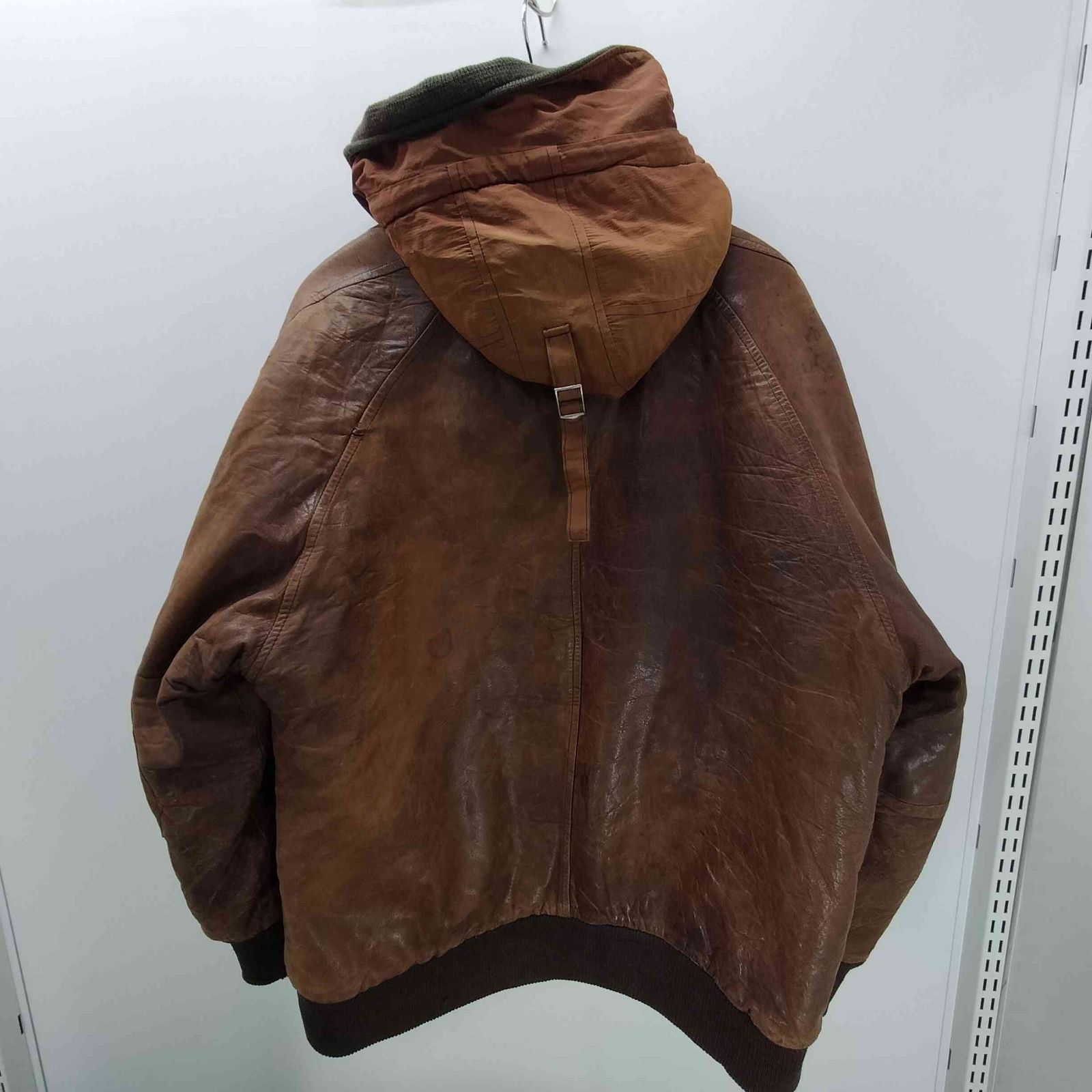 ボンネビル boneville 80S Vintage Hooded Lamb Leather Bomber Jacket