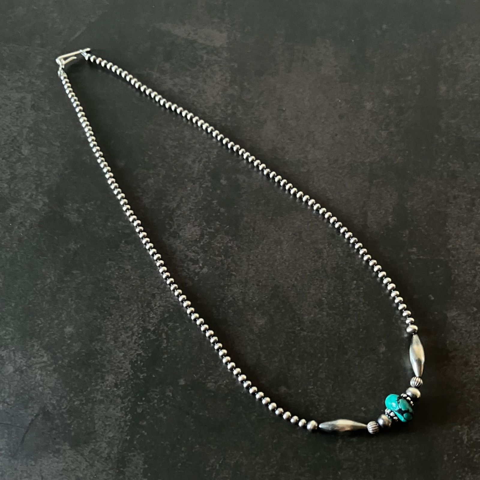 silver925ナバホパール×天然ターコイズのネックレス45.5cm アリゾナ産
