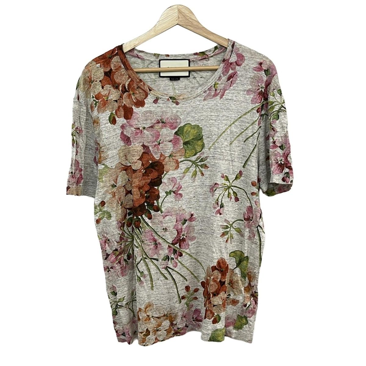 最終価格お値下げしましたグッチレディース花柄 半袖Tシャツ 黒/赤/紫 GUCCI(グッチ) 半袖Tシャツ サイズS レディース - 409708 グレー