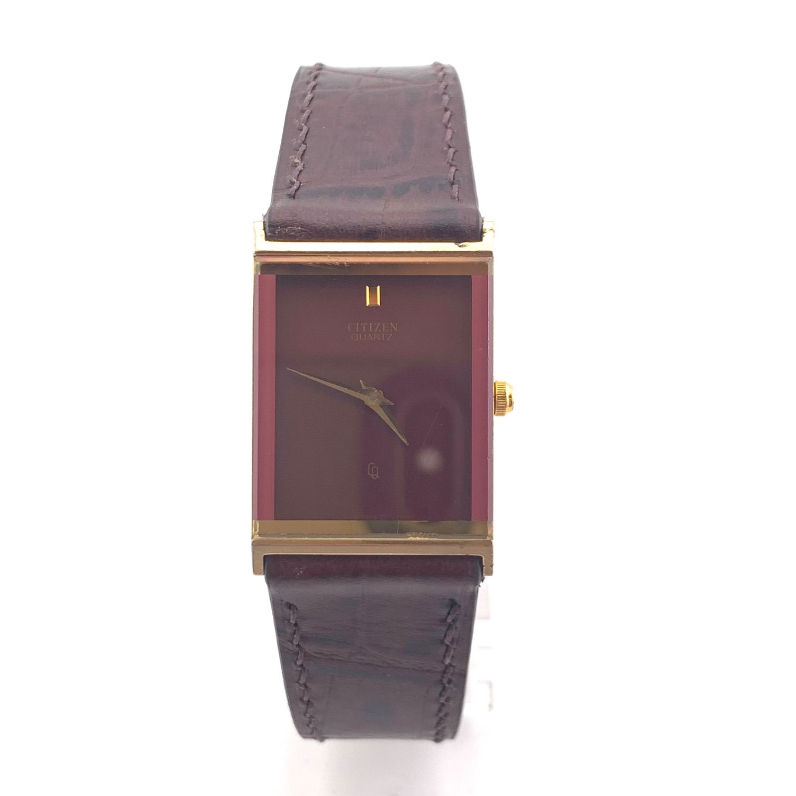 中古】CITIZEN 2820 スクエア時計 ブラウンレザー - メルカリ