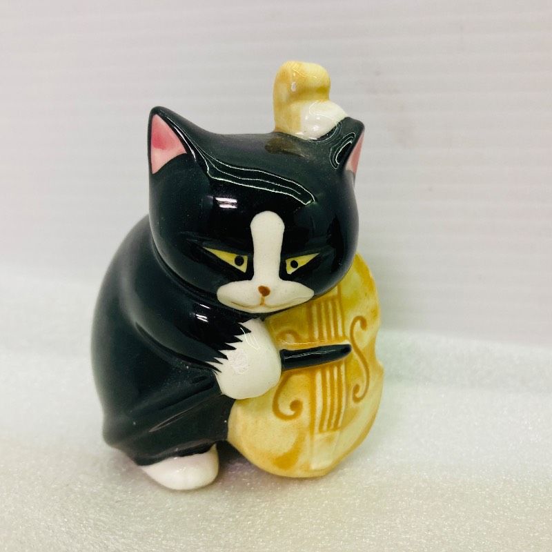 3種セット】黒猫楽団 オーケストラ ベース バイオリン フルート 置物