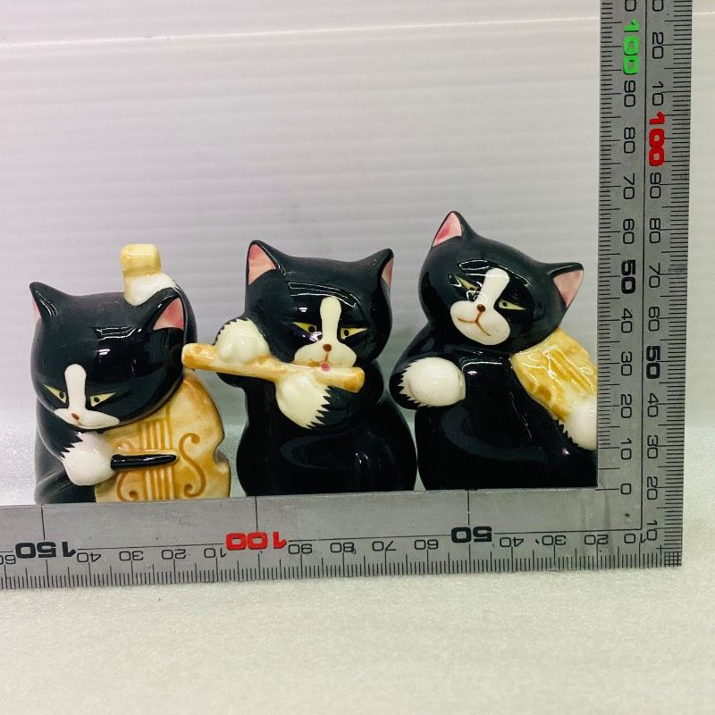 3種セット】黒猫楽団 オーケストラ ベース バイオリン フルート 置物