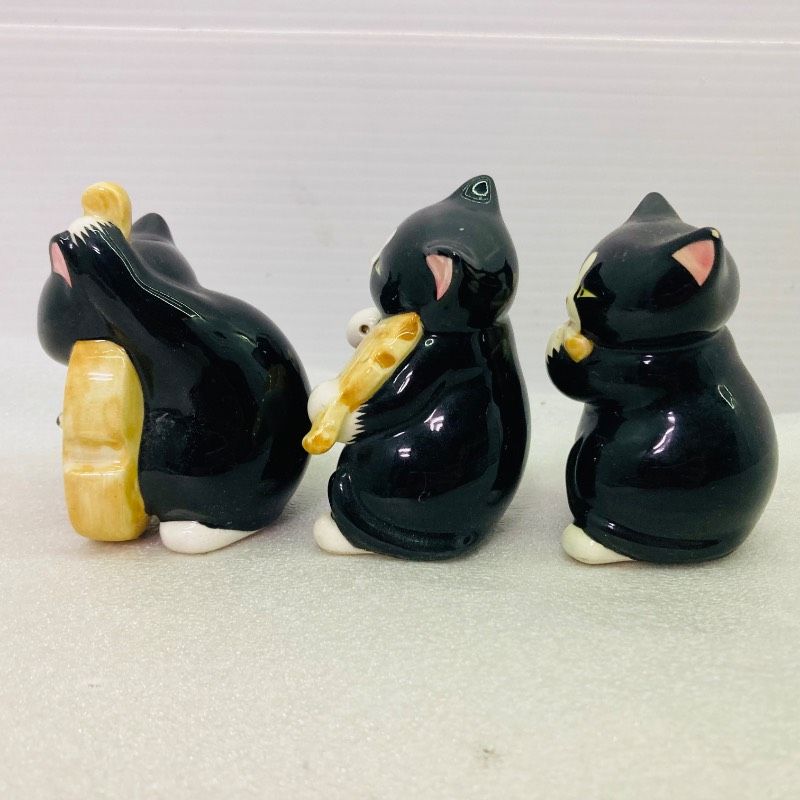 3種セット】黒猫楽団 オーケストラ ベース バイオリン フルート 置物
