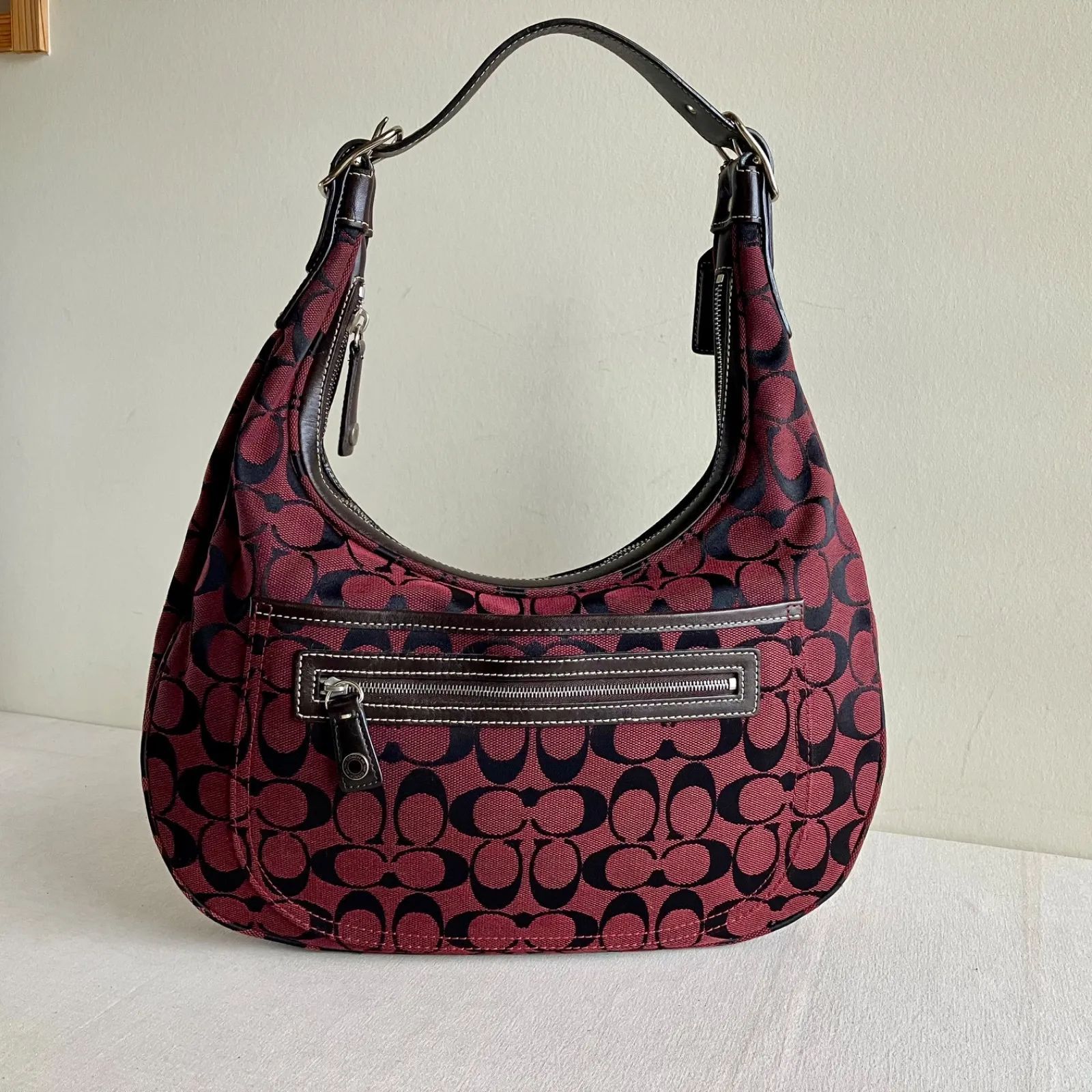 Coach Vintage Red Canvas Leather Signature Soho Hobo Shoulder Bag