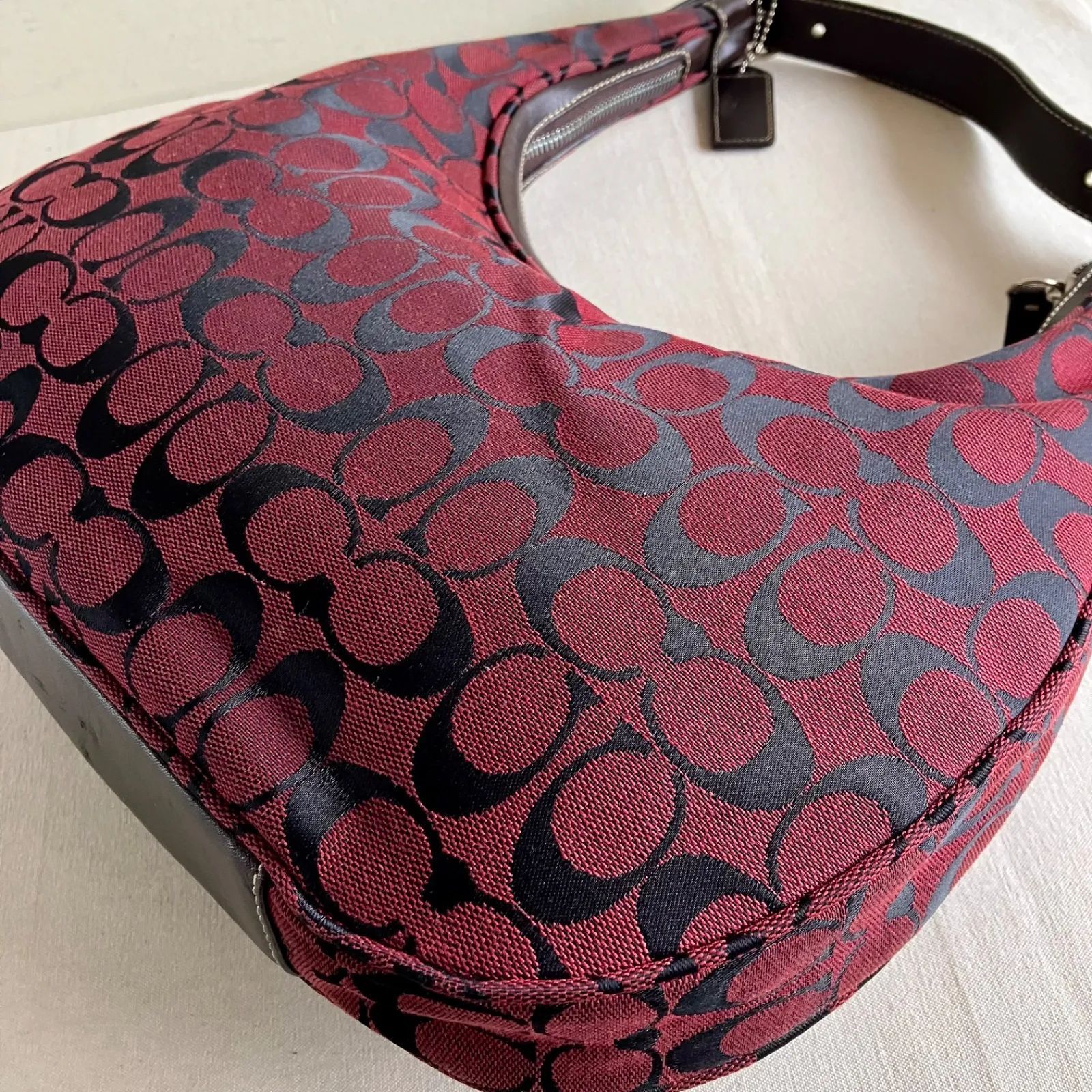 Coach Vintage Red Canvas Leather Signature Soho Hobo Shoulder Bag