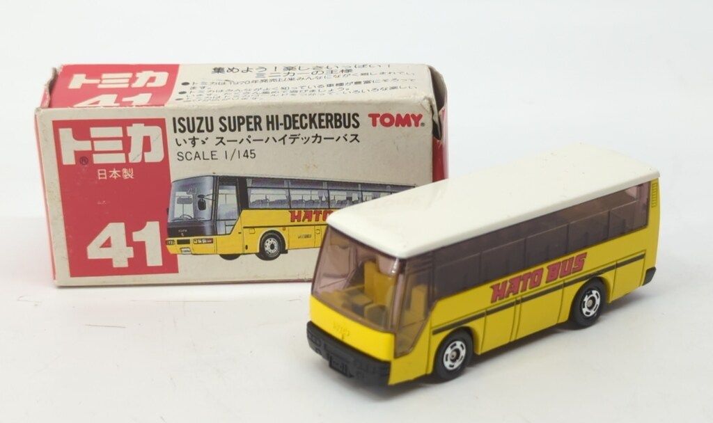 TOMY 赤箱/日本製 トミカ いすゞスーパーハイデッカーバス HATO BUS
