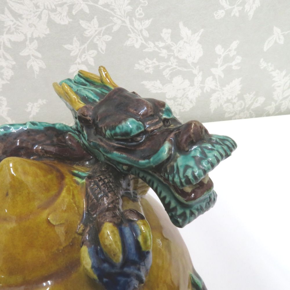 九谷焼 骨董・民芸品 インテリア 九谷清章 糠川清章 龍置物 辰