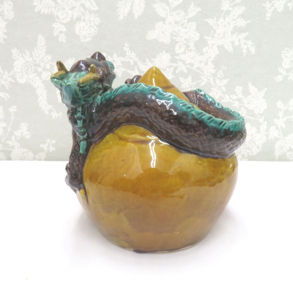 九谷焼 骨董・民芸品 インテリア 九谷清章 糠川清章 龍置物 辰