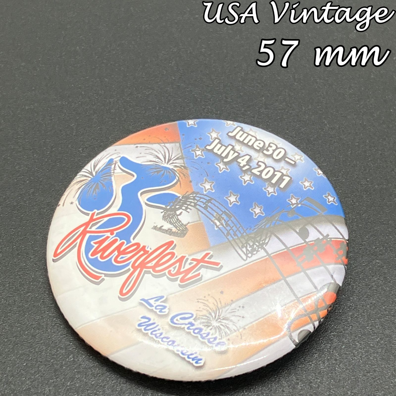 缶バッジ ビンテージ 輸入 アメリカ 『 リバーフェスト ラクロス