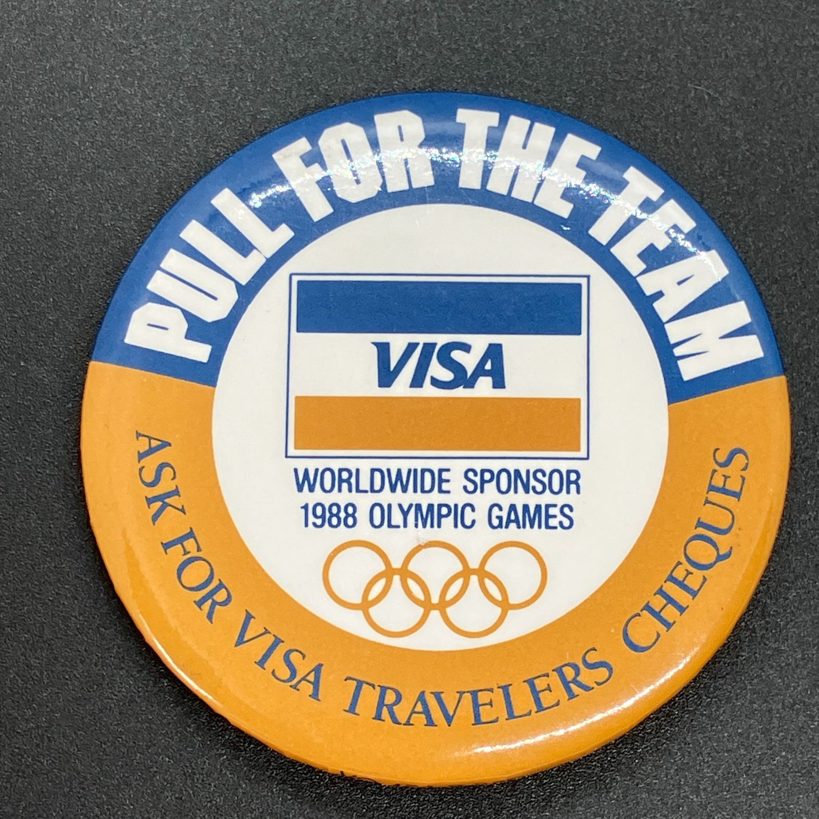 缶バッジ ビンテージ 輸入 アメリカ 『 ビザ チームのために応援