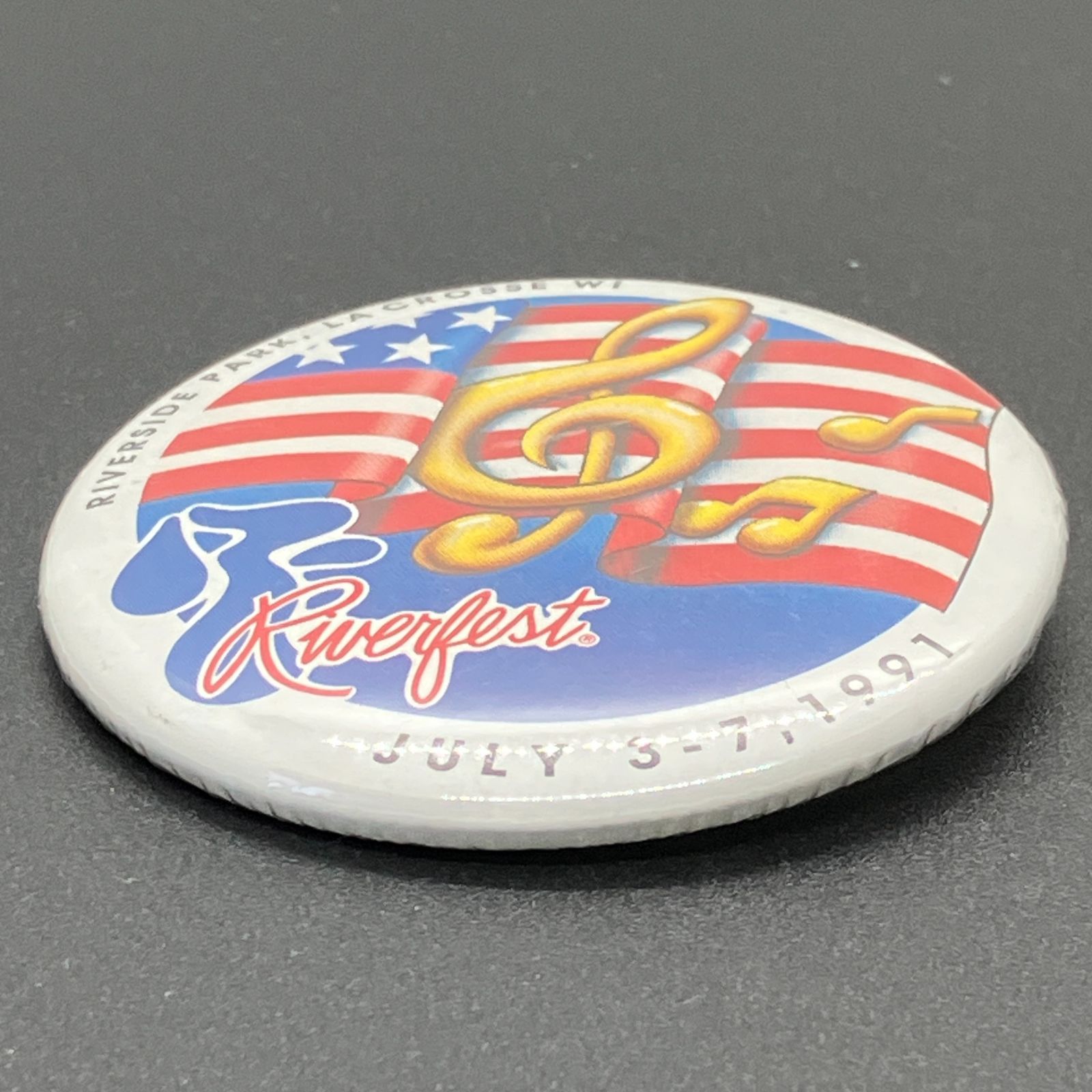 缶バッジ ビンテージ 輸入 アメリカ 『 リバーフェスト 1991 音楽 音符