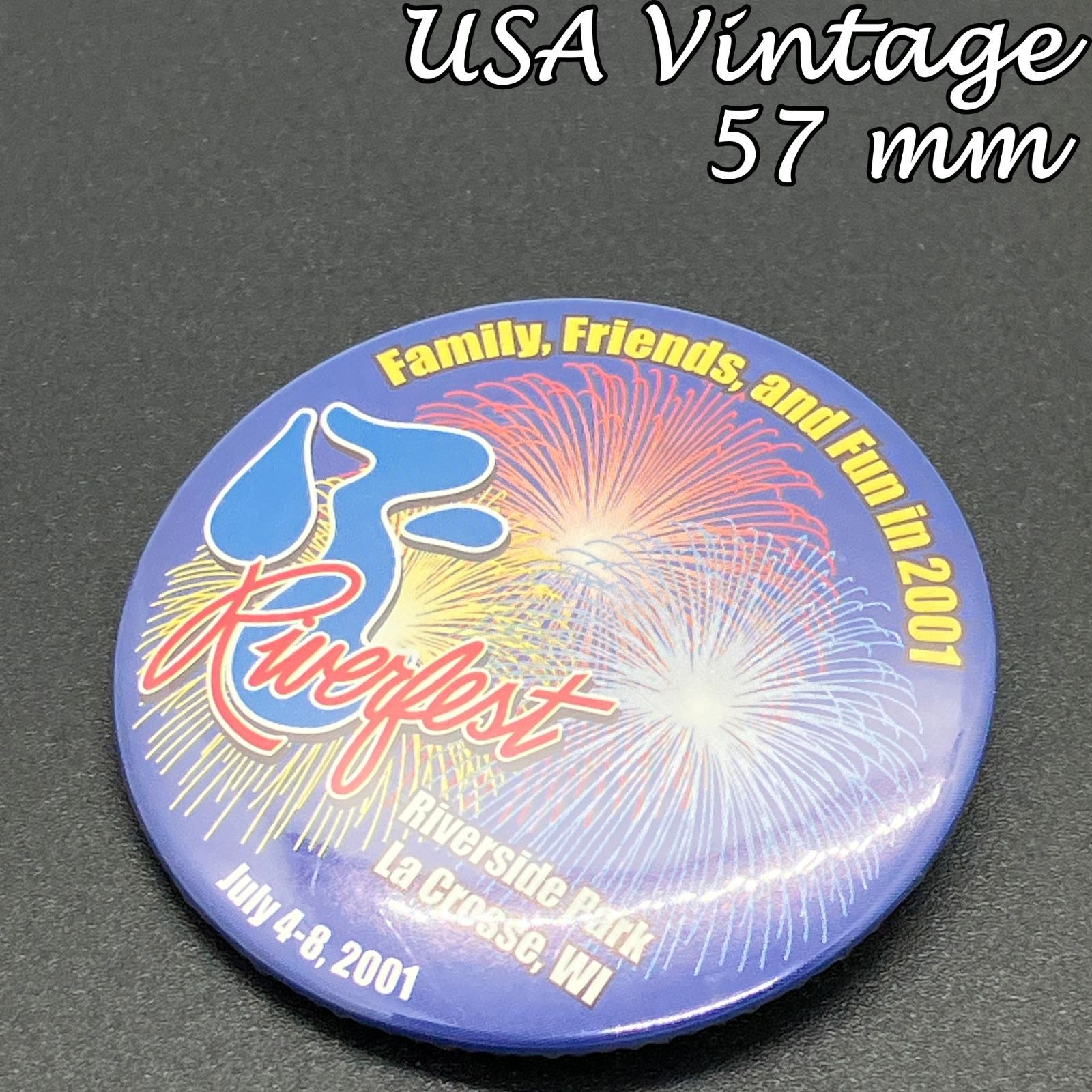 缶バッジ ビンテージ 輸入 アメリカ 『 リバーフェスト 2001年 花火