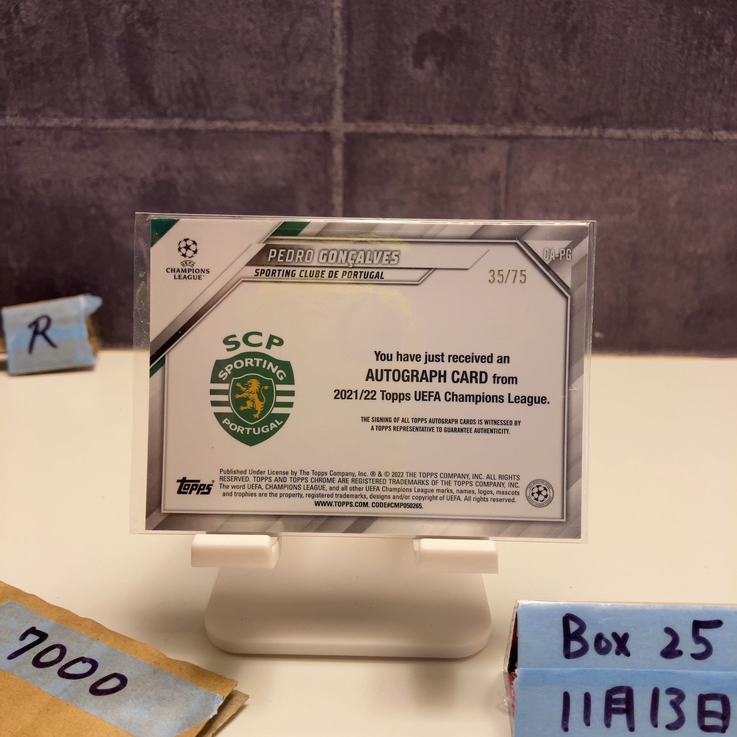 2022 Topps Chrome Pedro Gonçalves 35/75 直筆サインカード Sporting