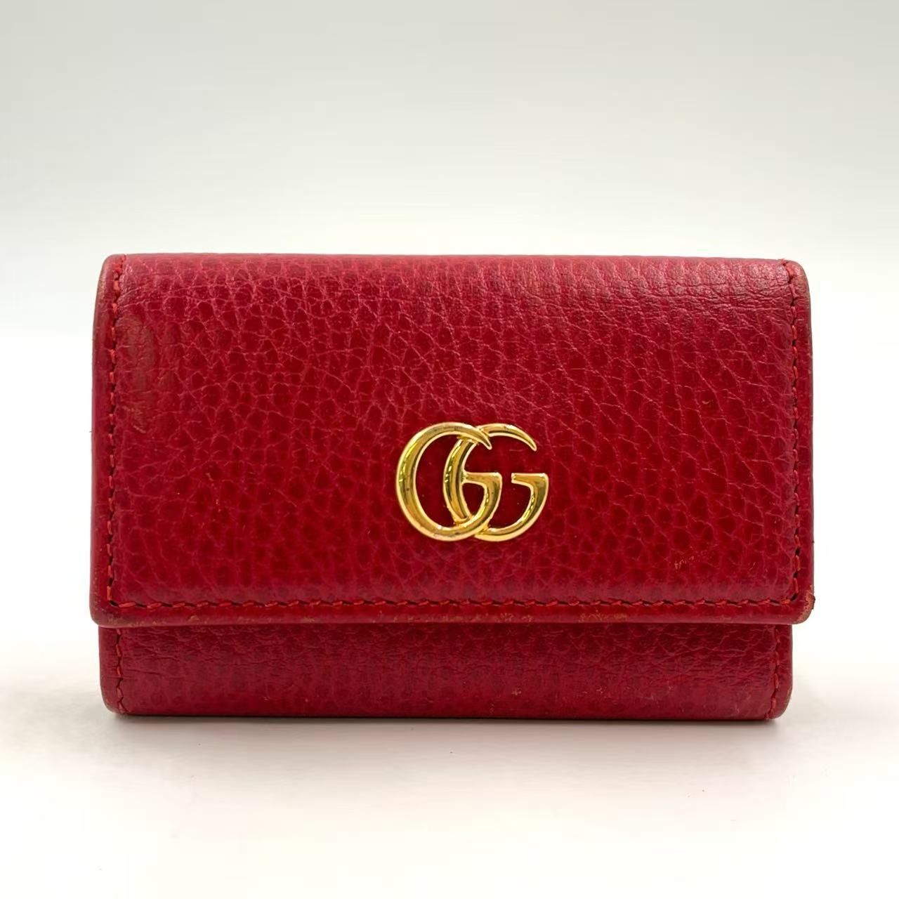 GUCCI GGマーモント プチマーモント レザー レッド キーケース