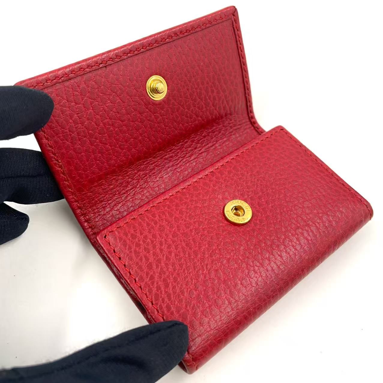 GUCCI GGマーモント プチマーモント レザー レッド キーケース