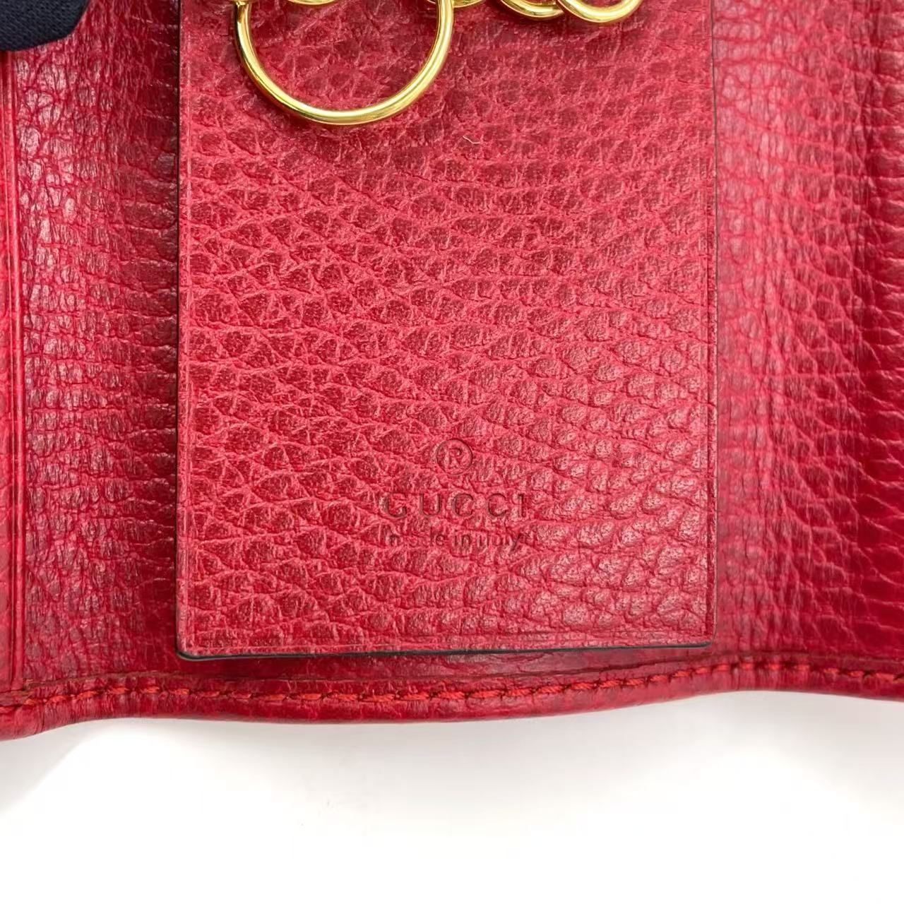 GUCCI GGマーモント プチマーモント レザー レッド キーケース