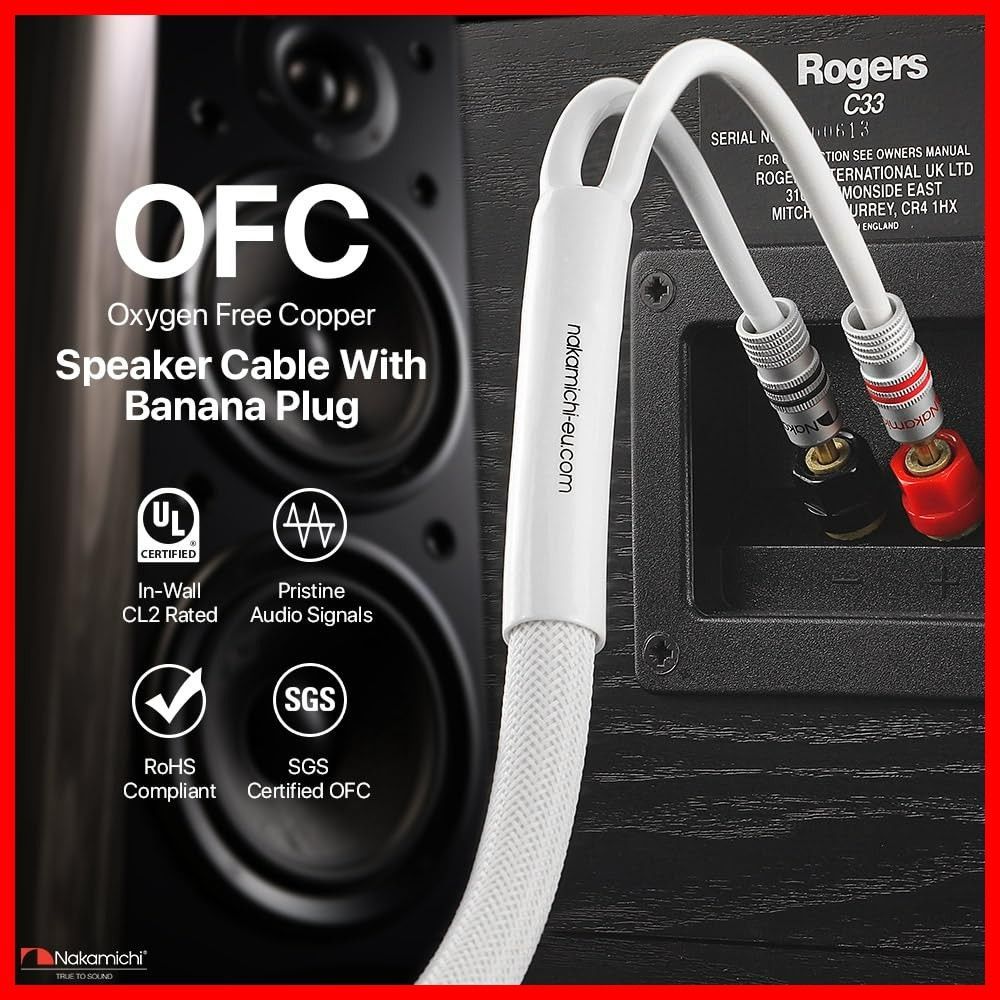 12 AWG ホワイト 認定 3 ft CL 2 壁内 ホームシアター用 Hi Fi 0 9 m アンプ ヘビーデューティーブレイデッド OFC 99 酸素フリーカッパ 個パック 24 k金メッキバナナプラグとスピーカーケーブルワイヤー 中道 修正ペン ペンケース
