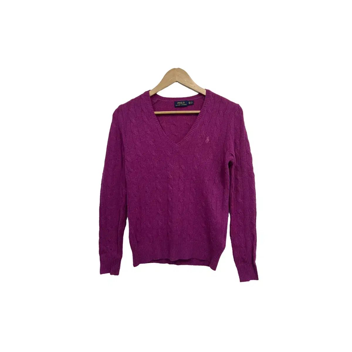 85 ポロ ラルフローレン パープル ケーブル編み Vネック ニット - メルカリ