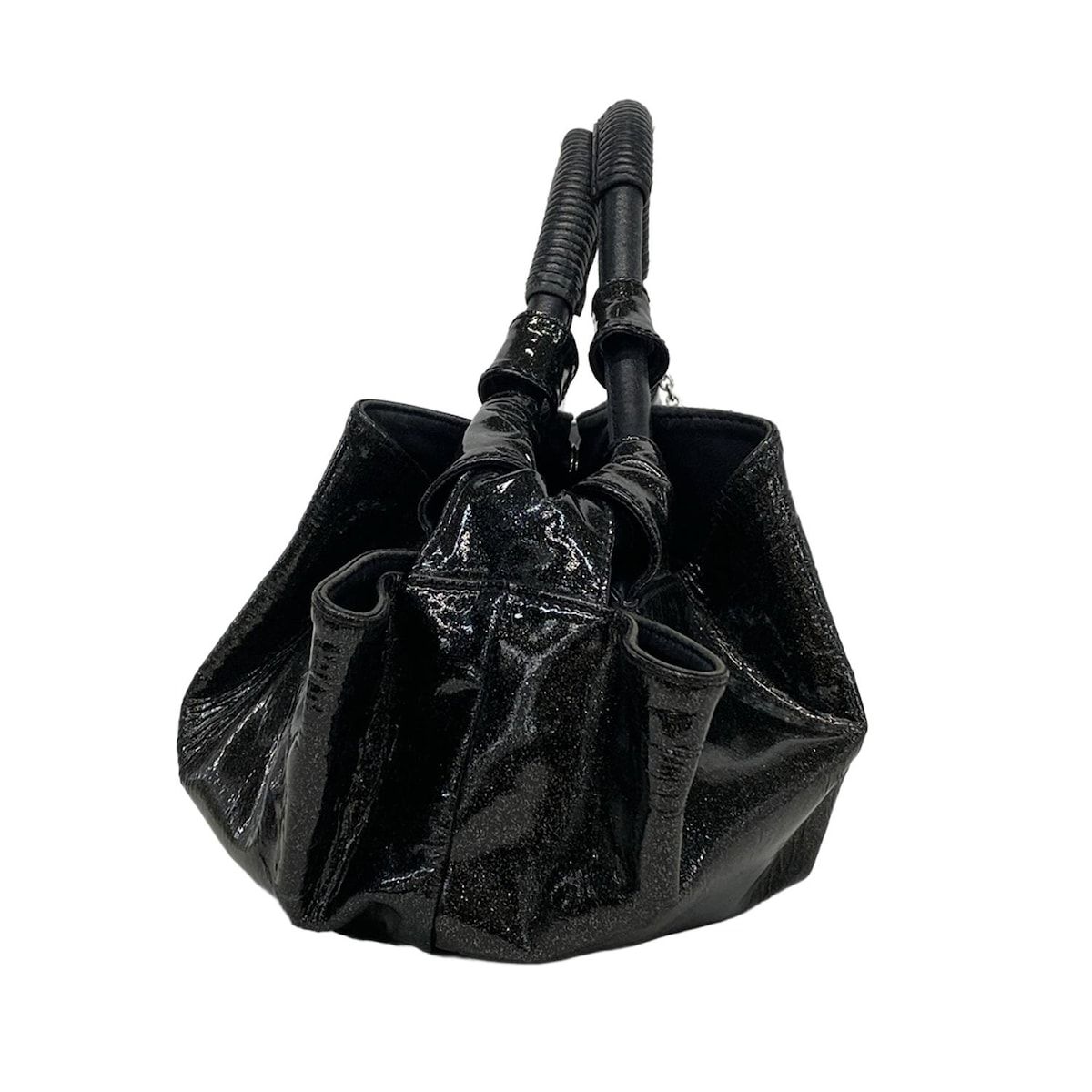 LOEWE(ロエベ) ハンドバッグ ナッパアイレ 黒×シルバー ラメ レザー