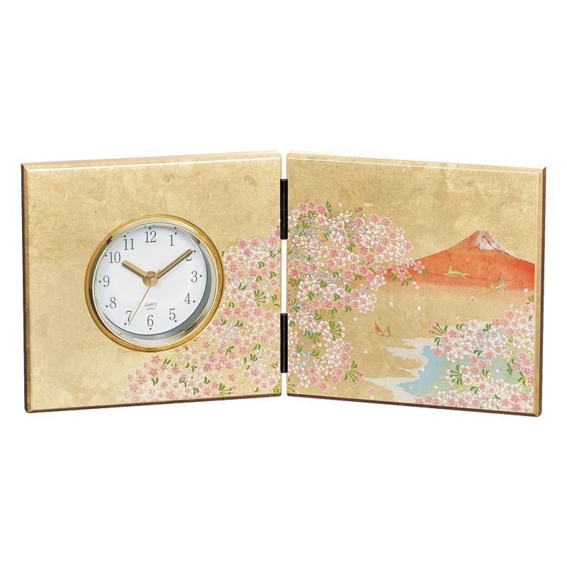 【ギフト】加賀箔 屏風時計 華富士 16838