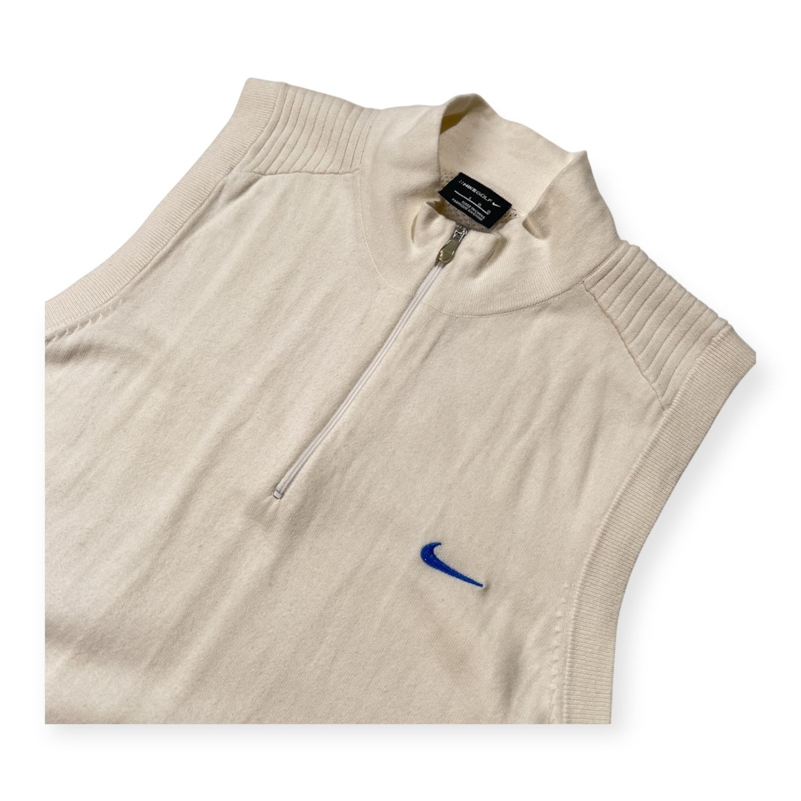 NIKE GOLF ナイキゴルフ DRI-FIT ベストトップス M ベージュ NIKE GOLF ナイキ ゴルフ ハーフジップ コットンニット ベスト サイズ