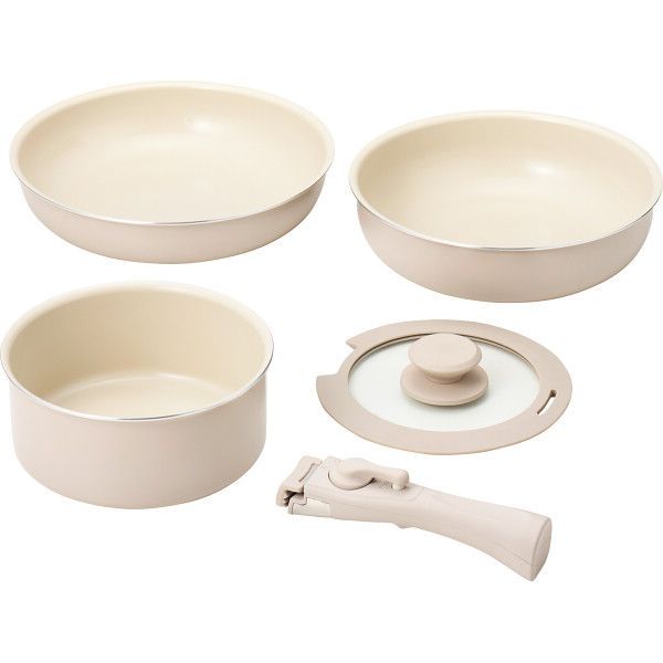 ギフト キッチン用品 マジクック セラミック加工 IH対応着脱ハンドルフライパン5点セット KKW-05