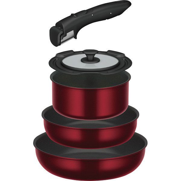 ギフト キッチン用品 サーモス 取っ手のとれるフライパン5点セット ディープレッド KSD-5 ADR