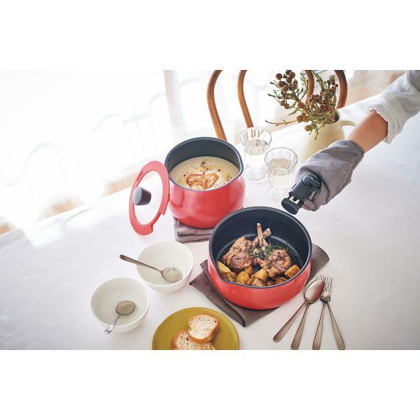  ギフト キッチン用品 トゥーメイ 着脱IH対応マルチセット L レッド RB-2814 鍋 フライパンセット 鍋 グリル