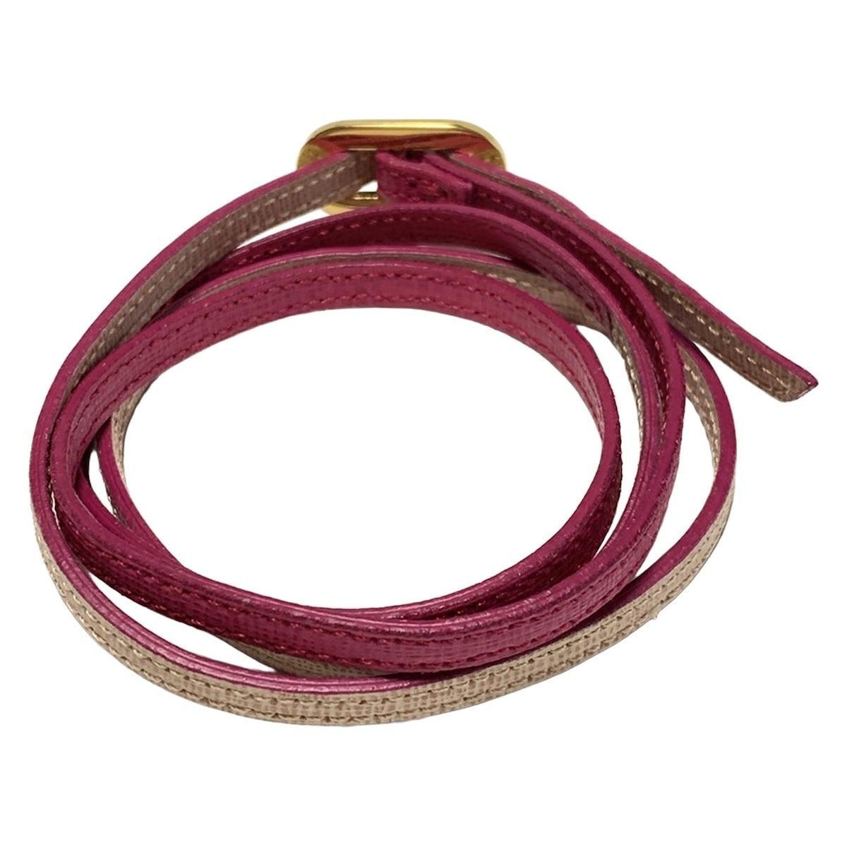 FENDI ピンクレザーブレスレット FENDI（フェンディ） セレリア レザー ブレスレット ピンク＜USED