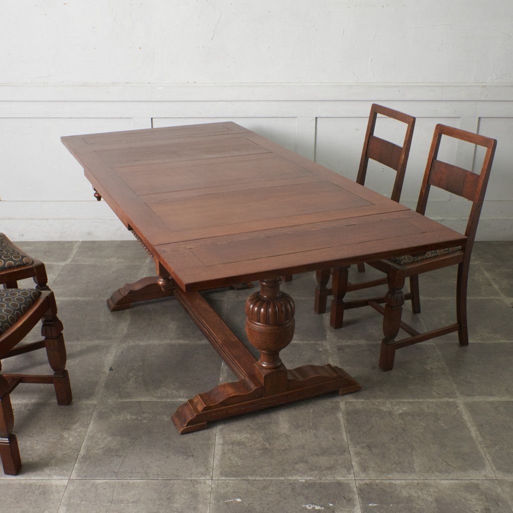 【希少】英国アンティーク オーク バルボスレッグ ドローリーフテーブル 店舗什器 希少】英国アンティーク オーク バルボスレッグ ドローリーフテーブル