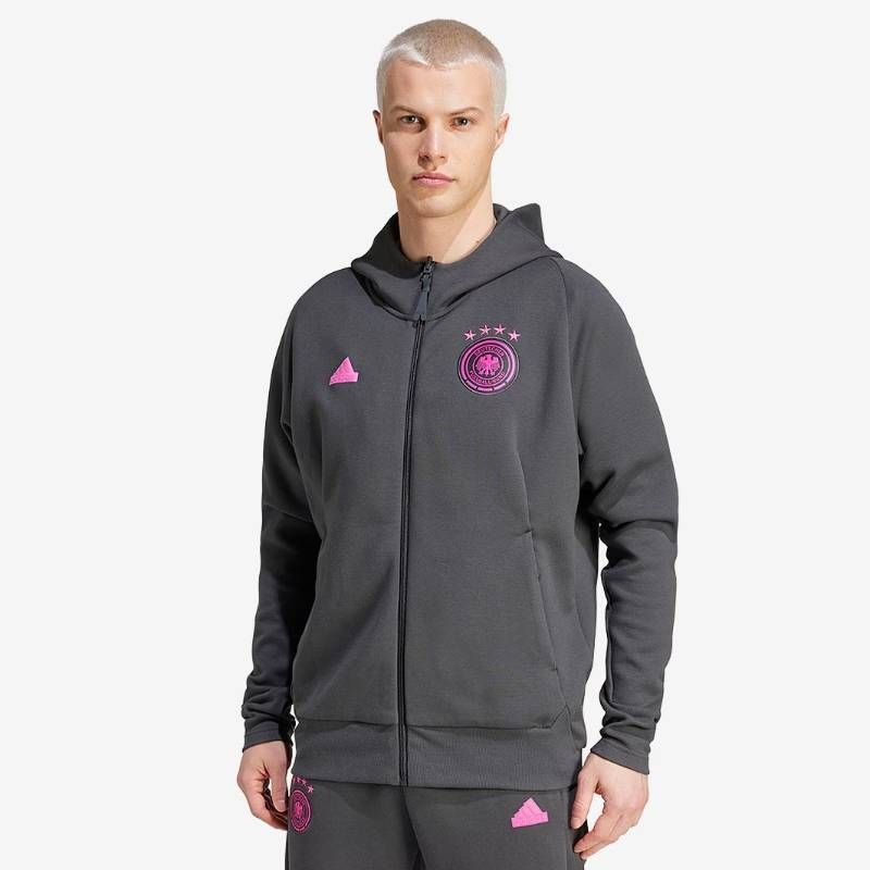 【送料無料・匿名配送】adidas アディダス ドイツ代表 2024 トラベル フルジップ フーディー 炭黒 並行輸入 新品 正規品