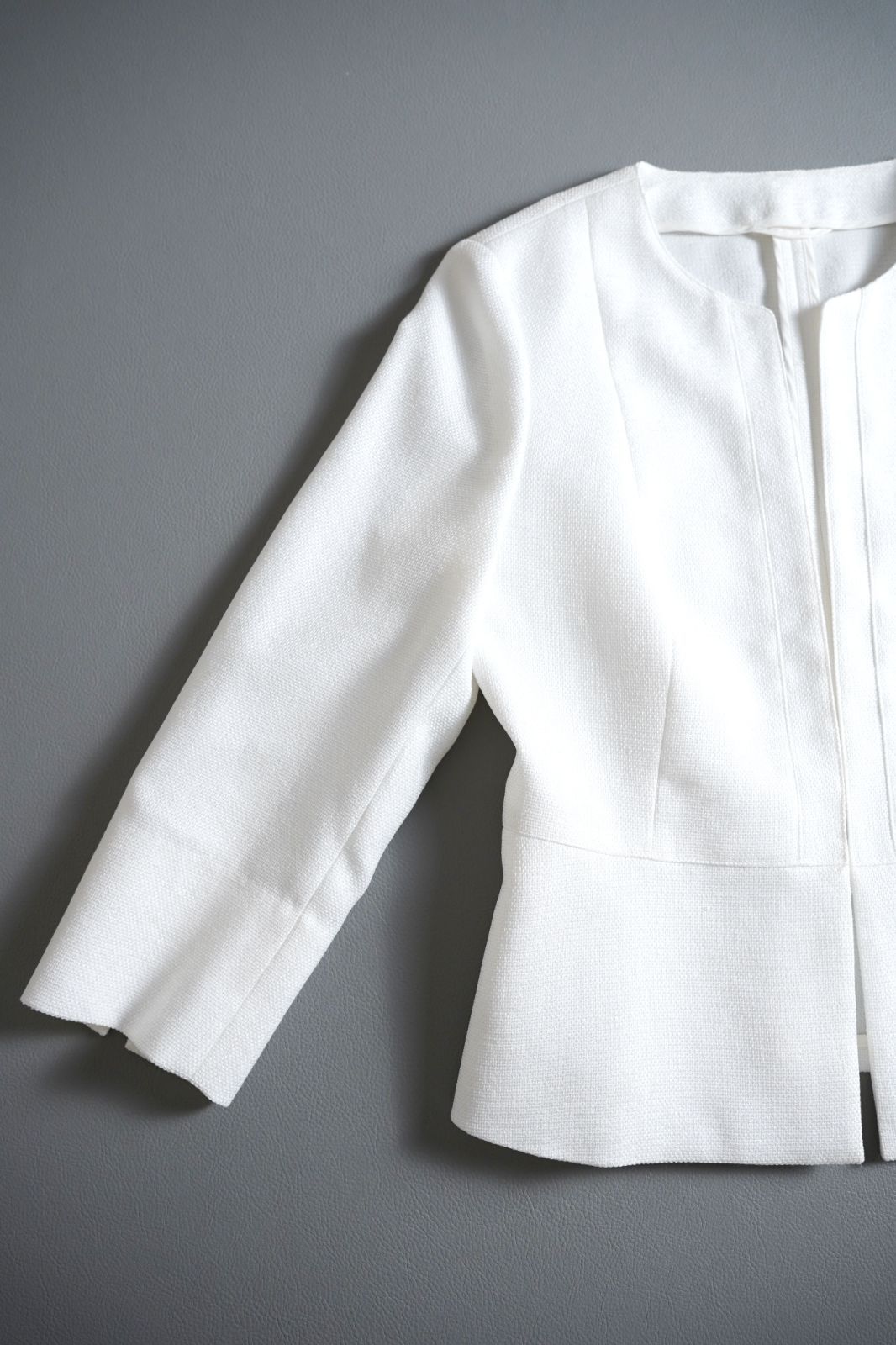 116t*美品 ANAYI アナイ ノーカラージャケット 38 M ホワイト - メルカリ