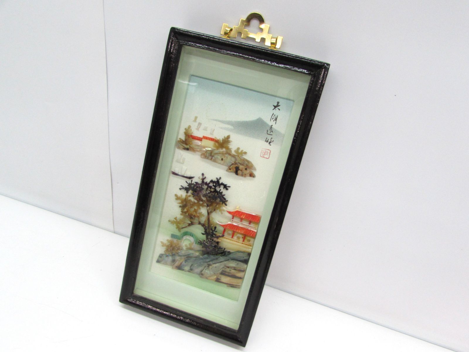 中国美術 中国珍珠貝彫画 螺鈿画 シェル 貝殻画 螺鈿細工 シャド