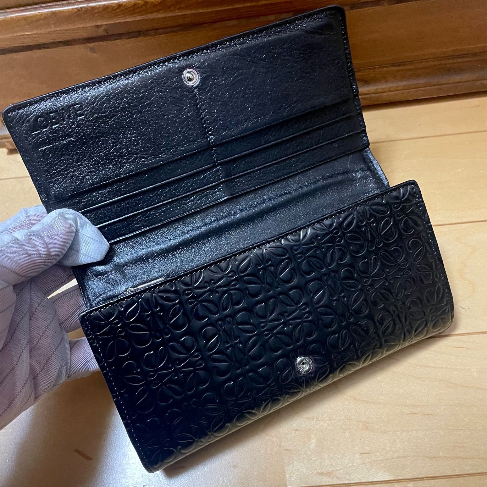 ロエベ 長財布 アナグラム ブラック レザー LOEWE - メルカリ