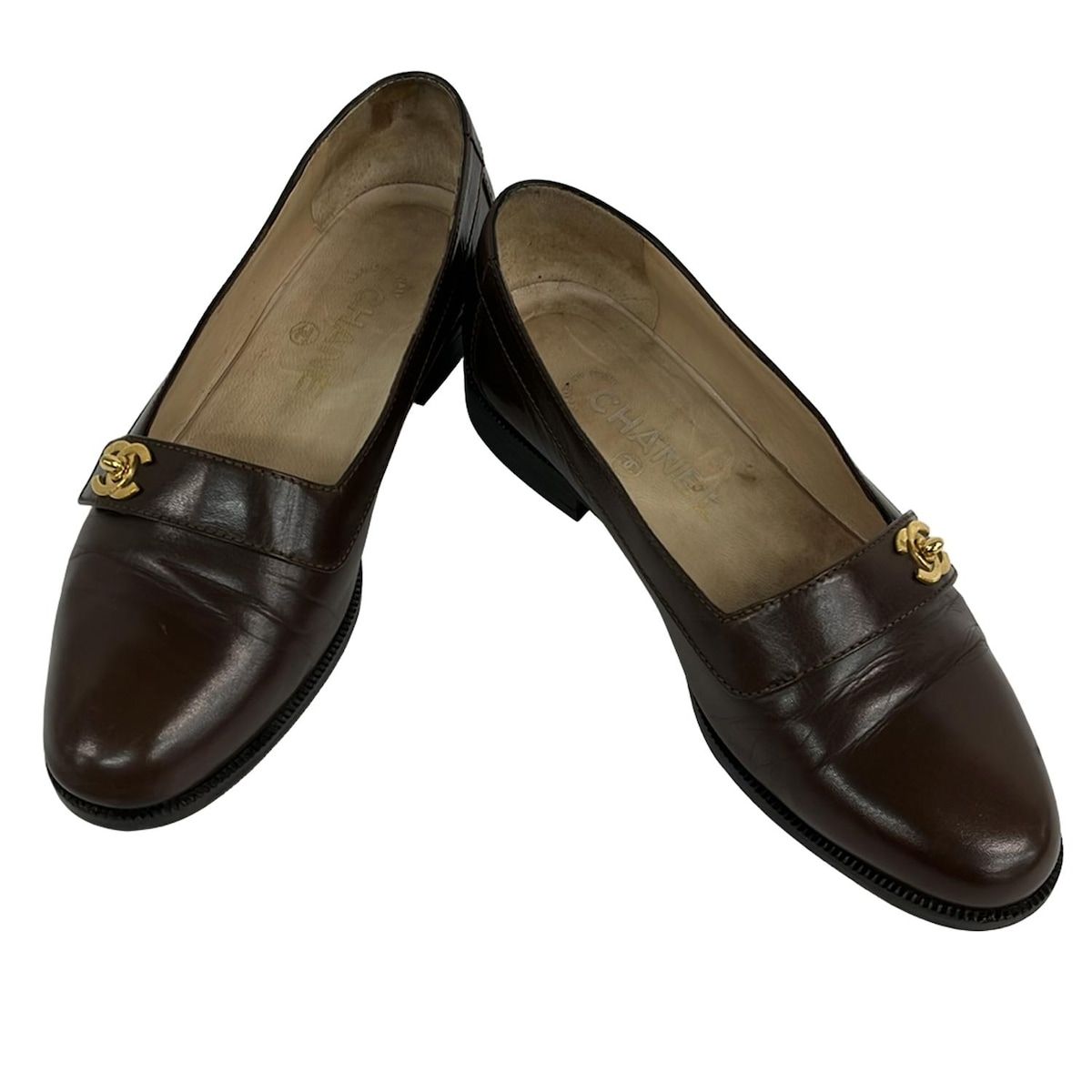 シャネルローファー36サイズ CHANEL シャネル ローファー ココマーク レザー ブラック 36（約23cm