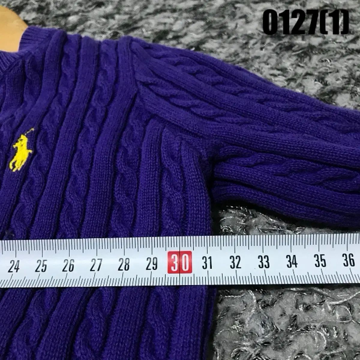 ポロ ラルフローレン キッズ ケーブル ニット カーディガン パープル