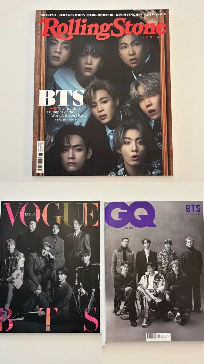 BTS 雑誌 マガジン Magazine 3種 まとめ (Rawlings ストーン VOGUE GQ