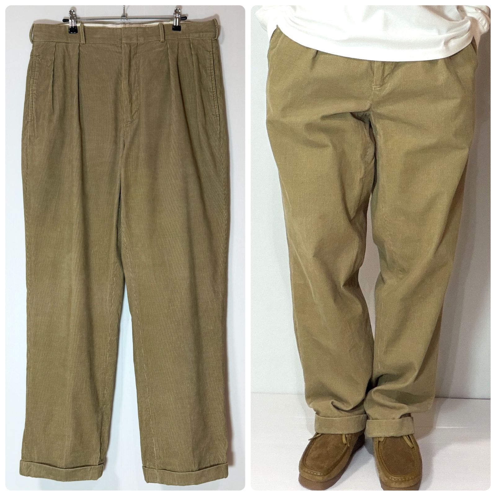 美品 90s Polo by Ralph Lauren ポロラルフローレン ツータック 細畝