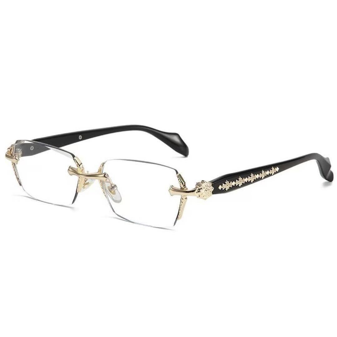 mistero】 ゴールド 伊達メガネ眼鏡サングラス リムレス 縁無し 韓国