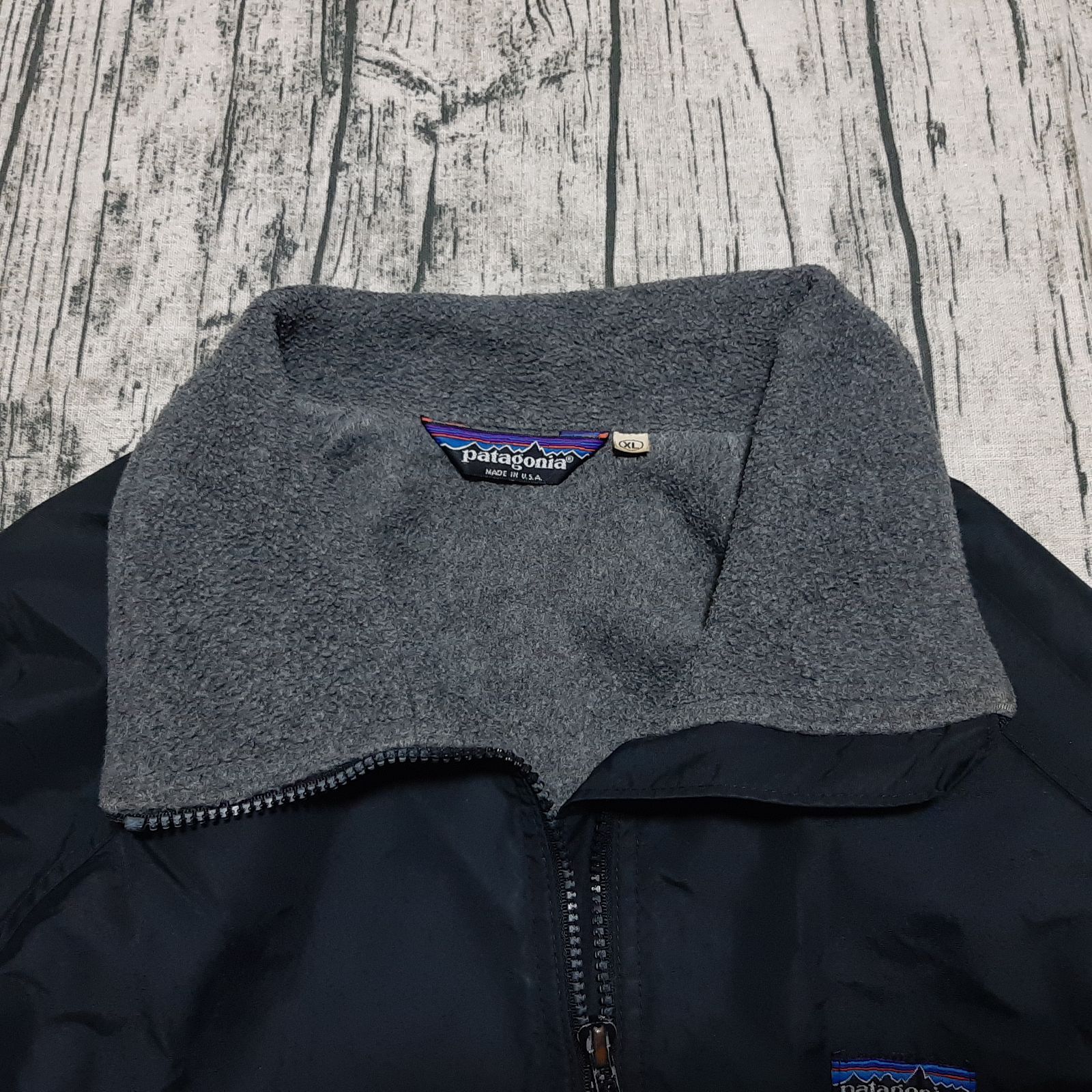 size XL】80s USA製 パタゴニア シェルドシンチラ ブラック 黒 初期型