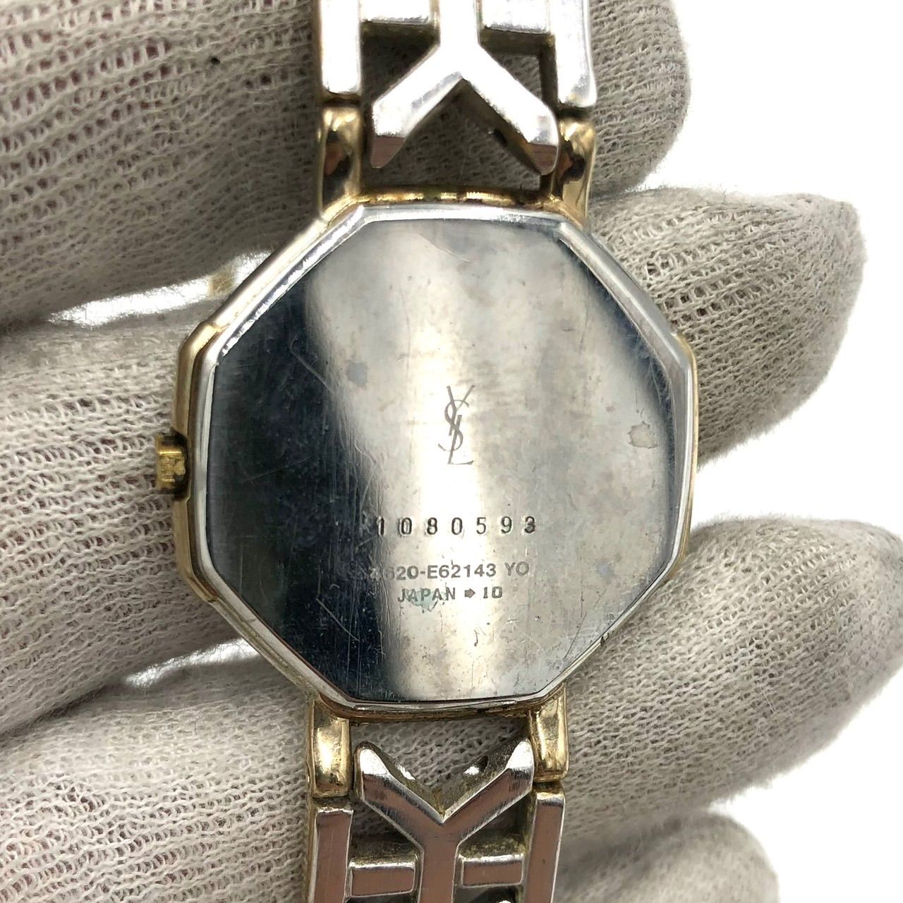 イヴサンローラン 腕時計 レディース オクタゴン コンビ YSLロゴ
