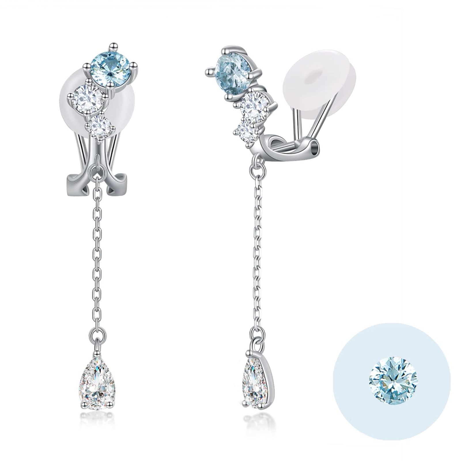 FH.bird アクアマリン イヤリング レディース 人気 3月誕生石 4.5mm