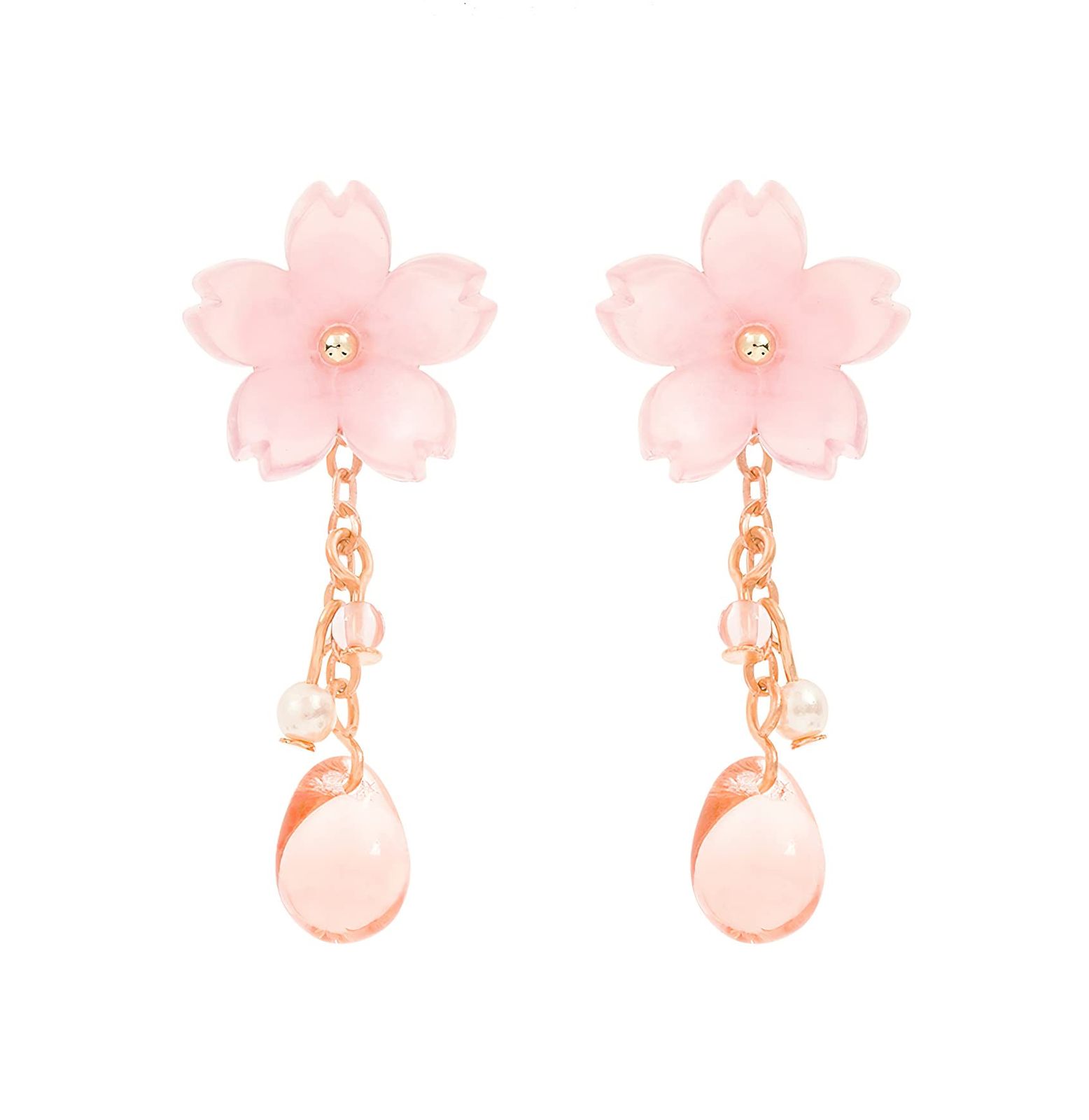 ONNFMH ピアス 桜 ゆれる 人気 レディース ギフト 花 ピアス (ピンク