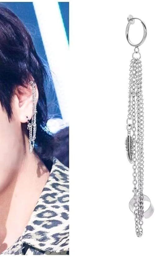 Liberty-M】ロングチェーン フェイクピアス イヤリング V テテ