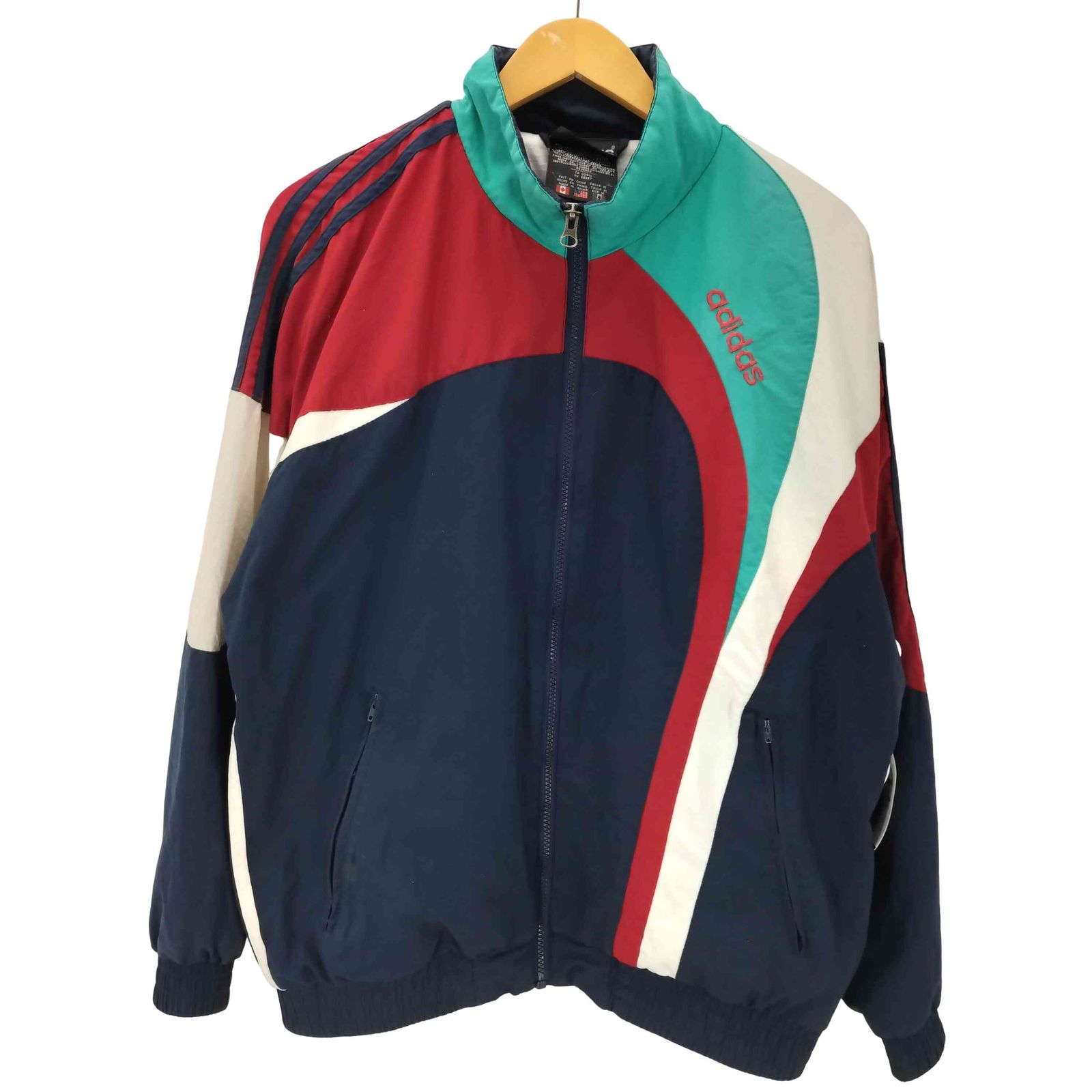 アディダス adidas 90S 万国旗 刺繍 タグ スイッチングカラー カーブ
