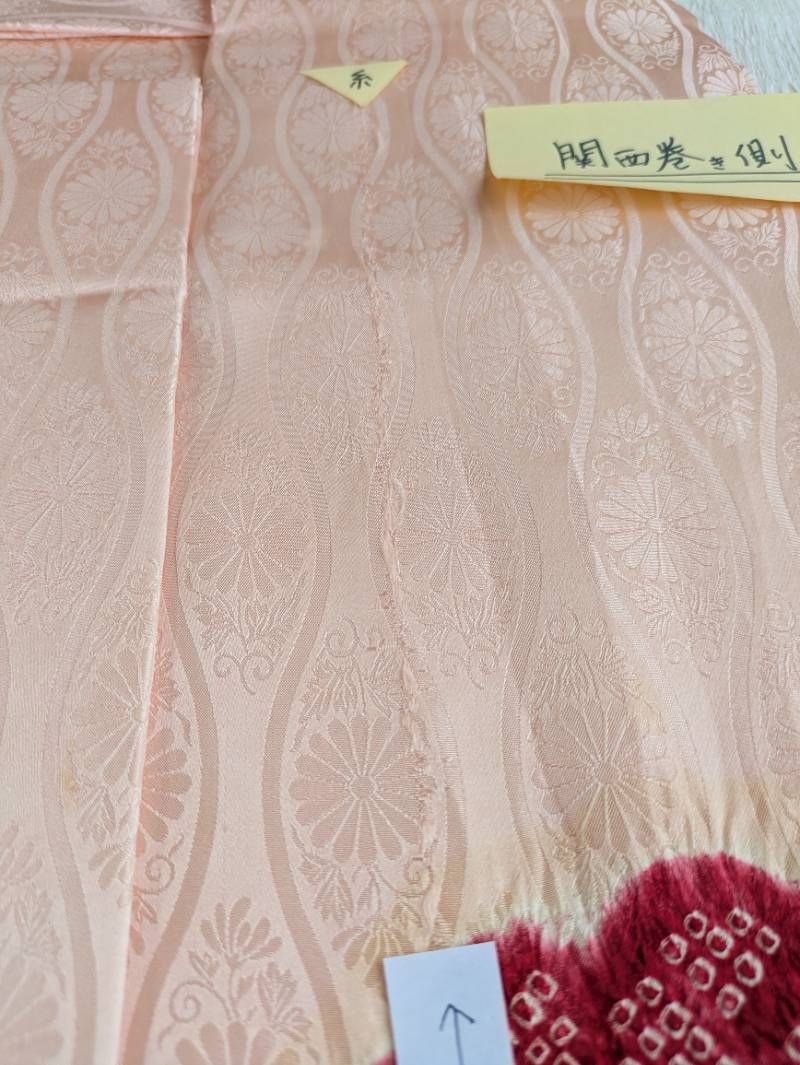 柄絞り 名古屋帯 薄ピンク 名古屋仕立て 正絹 240 - メルカリ