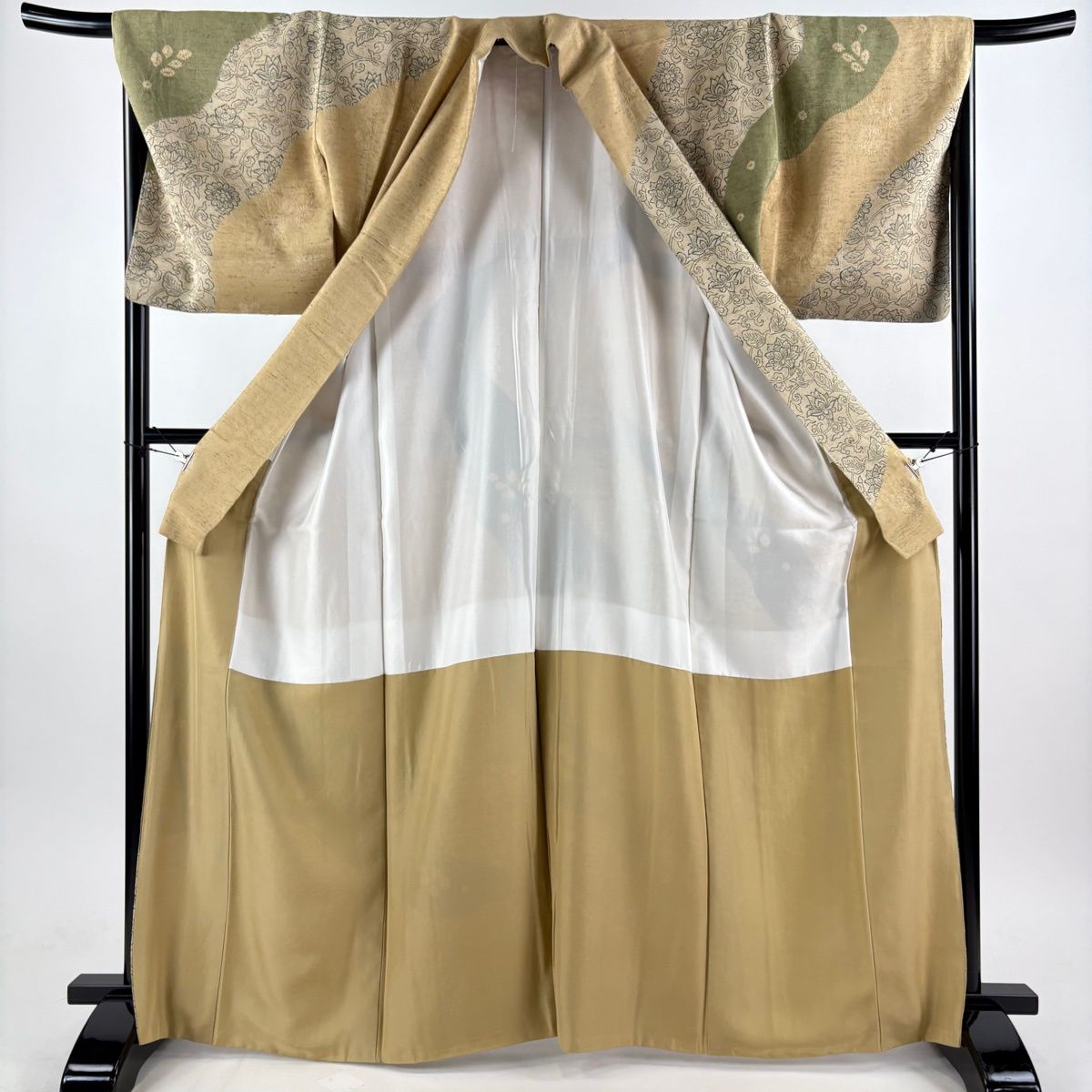 美品】 訪問着 身丈166cm 裄丈67.5cm L 袷 古代草木染 ぜんまい紬 紬地