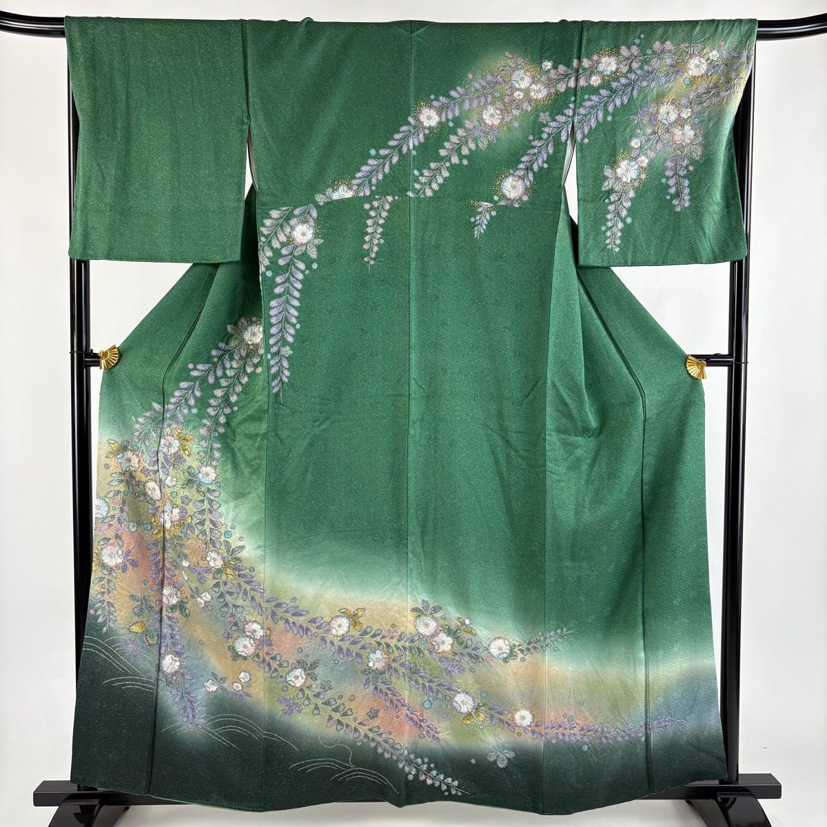 落ち着いた緑系の辻ヶ花　付け下げ訪問着 落ち着いた緑系の辻ヶ花 付け下げ訪問着 辻が花 絞り 訪問着