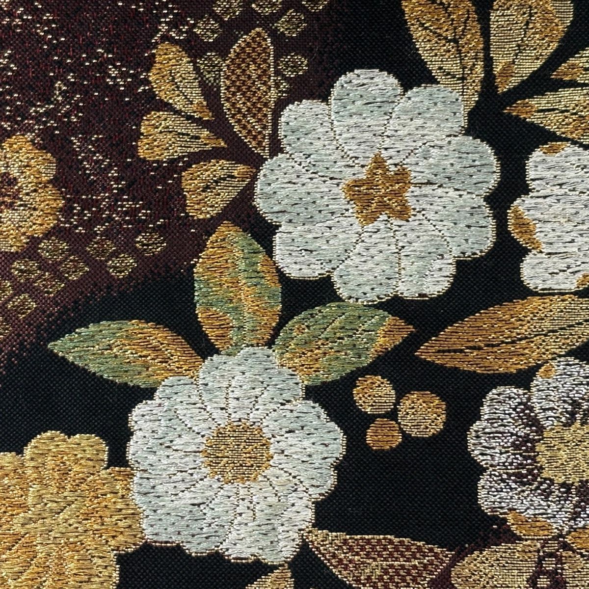 袋帯 秀品 やまと 草花 市松 金銀糸 箔 黒 六通 正絹 【中古】 - メルカリ