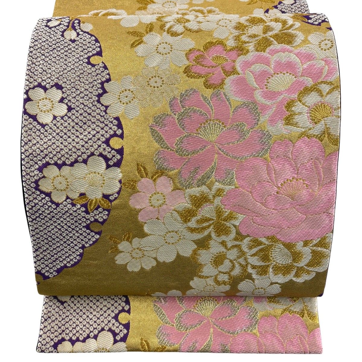 袋帯 秀品 花 雪輪 金銀糸 箔 金色 六通 正絹 【中古】 - メルカリ